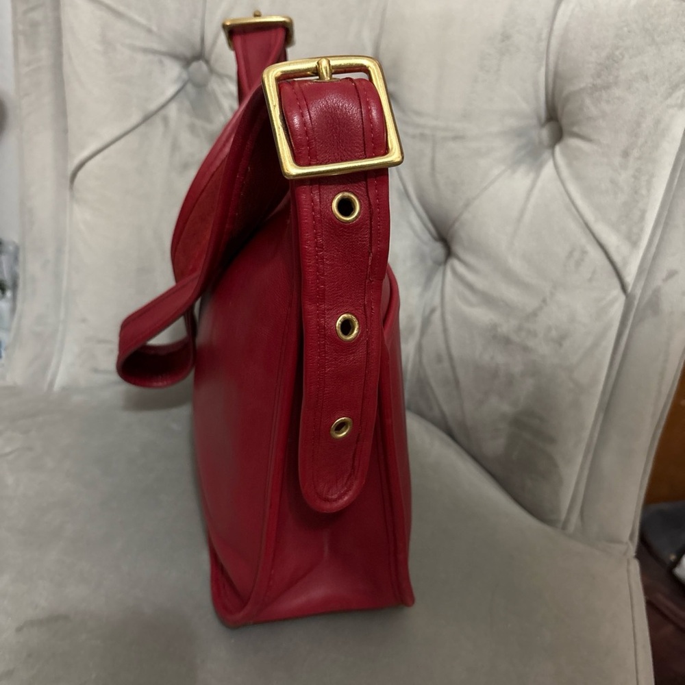 RARE RED Coach Legacy Zip Shoulder Bag 9966 - Picture 4 of 11